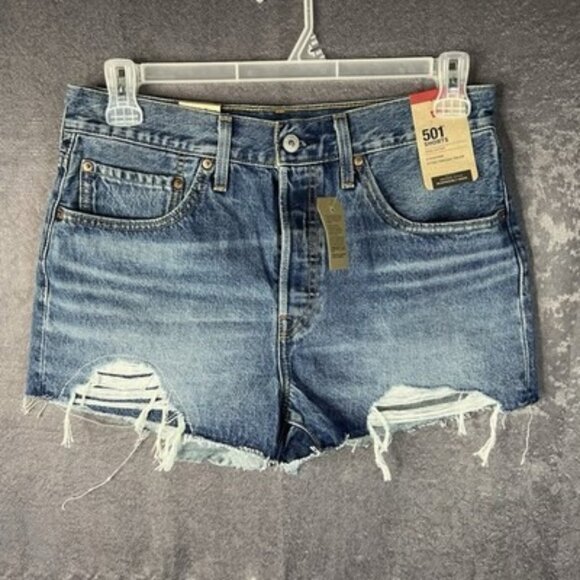 NWT Womens Levis 501 Jean Shorts Cutoff Cotton High Rise Size 30W (31Wx2.5L) - Picture 1 of 13